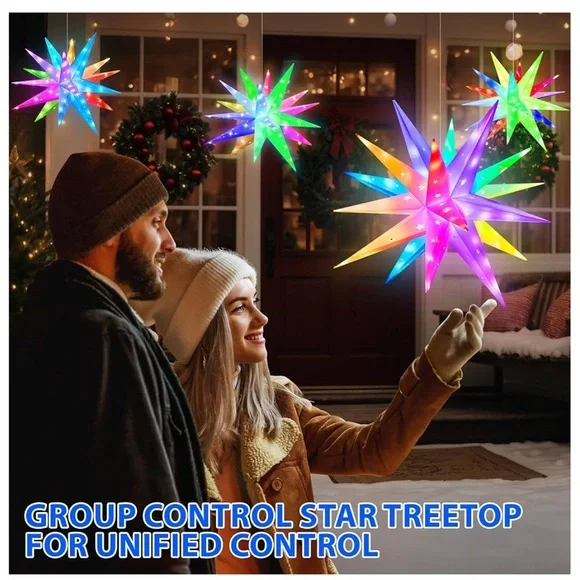 Monrovian Star Tree Topper Star Music Synch Change Colors App Controlled Timer - Picture 6 of 7